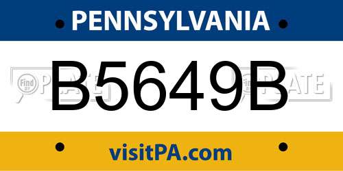 B5649B Pennsylvania License Plate