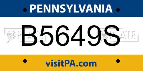 B5649S Pennsylvania License Plate