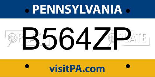 B564ZP Pennsylvania License Plate