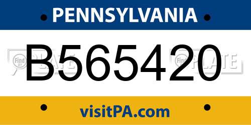 B565420 Pennsylvania License Plate