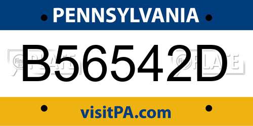 B56542D Pennsylvania License Plate