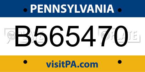 B565470 Pennsylvania License Plate