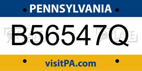 B56547Q Pennsylvania License Plate