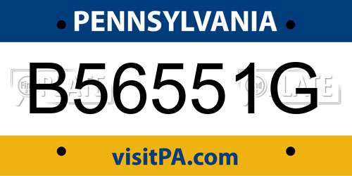 B56551G Pennsylvania License Plate