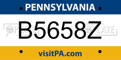 B5658Z Pennsylvania License Plate