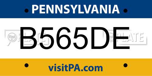 B565DE Pennsylvania License Plate