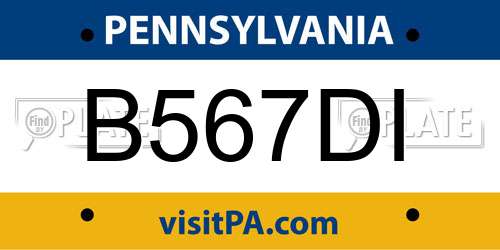 B567DI Pennsylvania License Plate