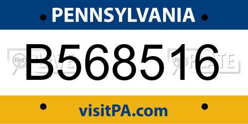 B568516 Pennsylvania License Plate