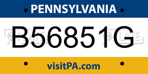 B56851G Pennsylvania License Plate