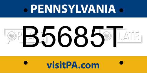 B5685T Pennsylvania License Plate
