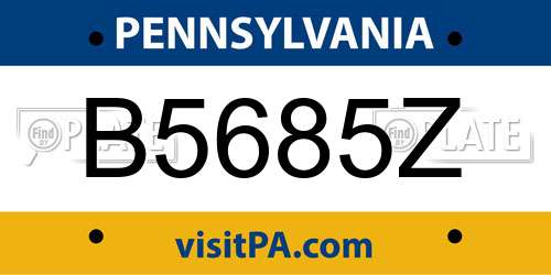 B5685Z Pennsylvania License Plate