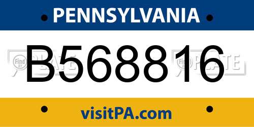B568816 Pennsylvania License Plate