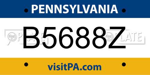 B5688Z Pennsylvania License Plate