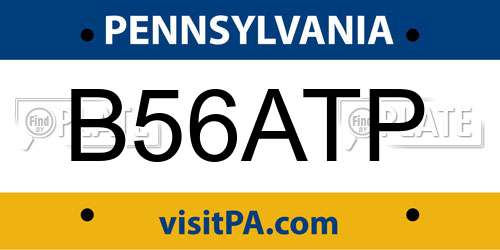 B56ATP Pennsylvania License Plate
