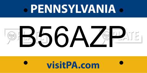 B56AZP Pennsylvania License Plate