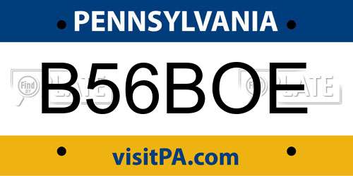 B56BOE Pennsylvania License Plate