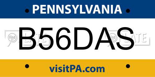 B56DAS Pennsylvania License Plate