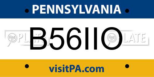 B56IIO Pennsylvania License Plate