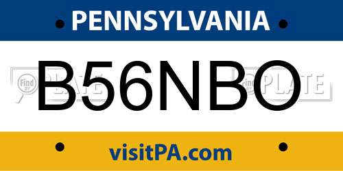 B56NBO Pennsylvania License Plate