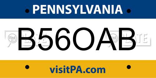 B56OAB Pennsylvania License Plate