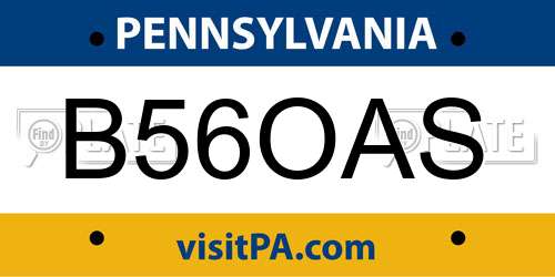 B56OAS Pennsylvania License Plate