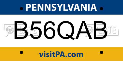 B56QAB Pennsylvania License Plate