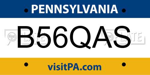 B56QAS Pennsylvania License Plate
