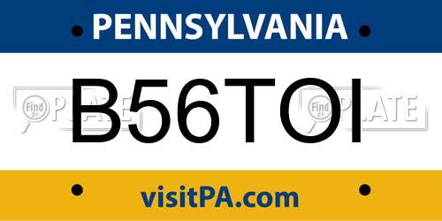 B56TOI Pennsylvania License Plate