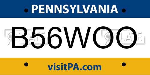 B56WOO Pennsylvania License Plate