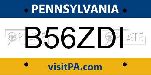 B56ZDI Pennsylvania License Plate