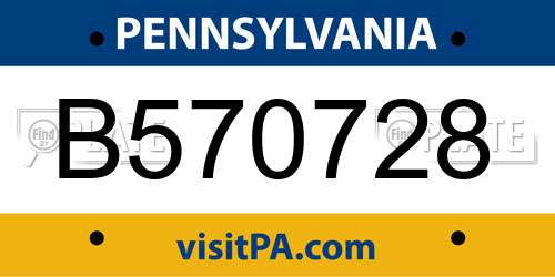 B570728 Pennsylvania License Plate