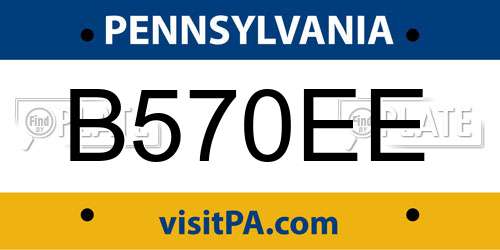 B570EE Pennsylvania License Plate