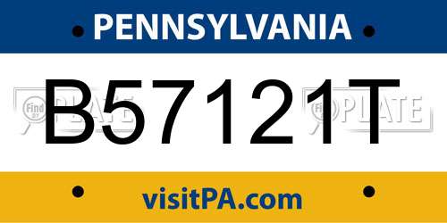 B57121T Pennsylvania License Plate
