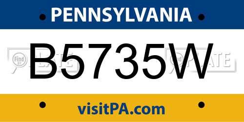 B5735W Pennsylvania License Plate