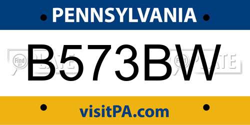 B573BW Pennsylvania License Plate