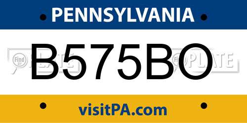 B575BO Pennsylvania License Plate