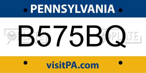 B575BQ Pennsylvania License Plate