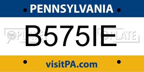 B575IE Pennsylvania License Plate