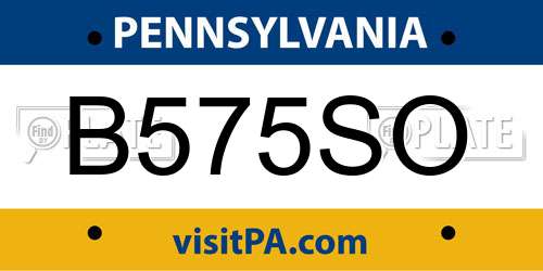 B575SO Pennsylvania License Plate