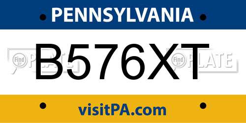 B576XT Pennsylvania License Plate