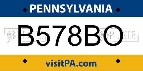 B578BO Pennsylvania License Plate