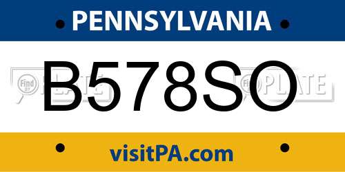 B578SO Pennsylvania License Plate