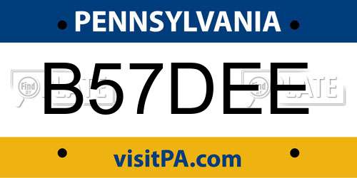 B57DEE Pennsylvania License Plate