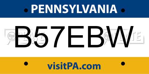 B57EBW Pennsylvania License Plate