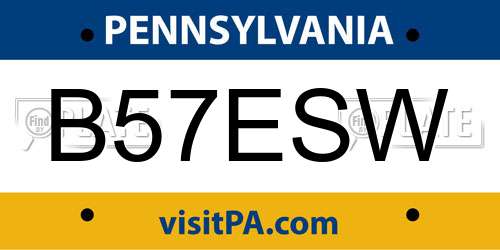 B57ESW Pennsylvania License Plate