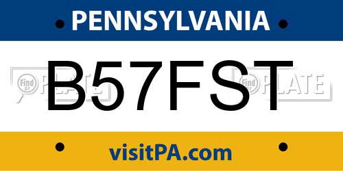 B57FST Pennsylvania License Plate