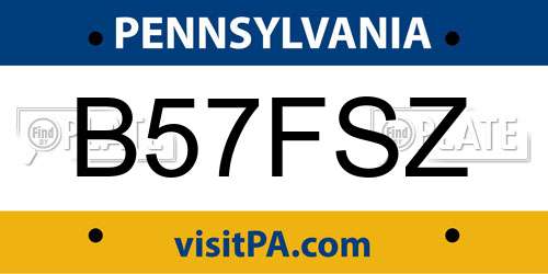 B57FSZ Pennsylvania License Plate