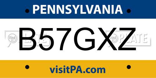 B57GXZ Pennsylvania License Plate