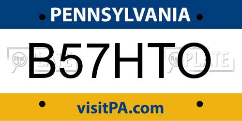 B57HTO Pennsylvania License Plate