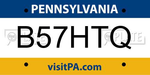 B57HTQ Pennsylvania License Plate